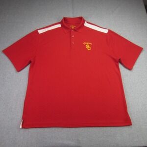 USC Trojans Polo Shirt Mens‎ 2XL Red University Southern California Golf SS Polo